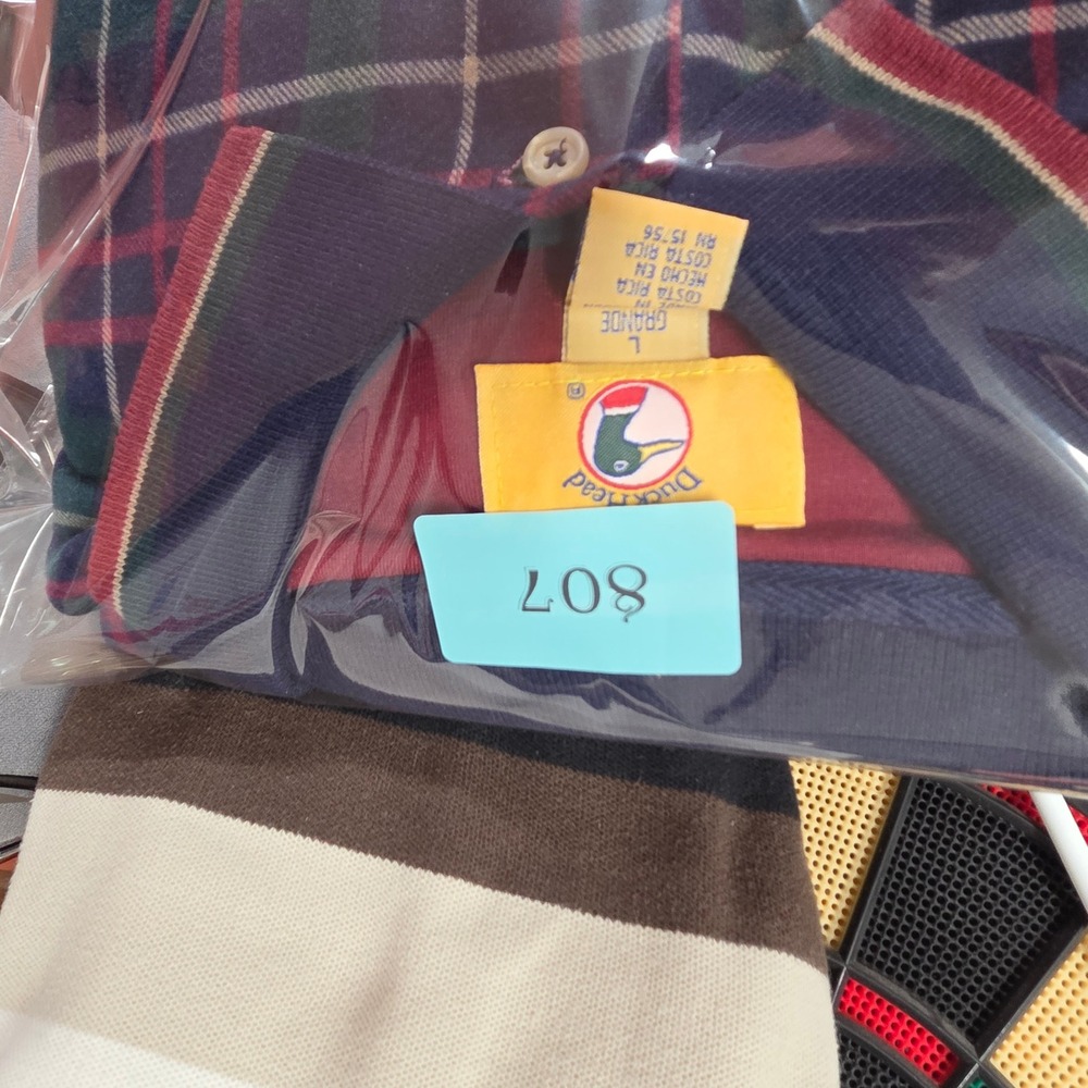 Vintage Duck Head Plaid Long Sleeve Polo Shirt Men's Large Cotton Costa Rica - Picture 9 of 9